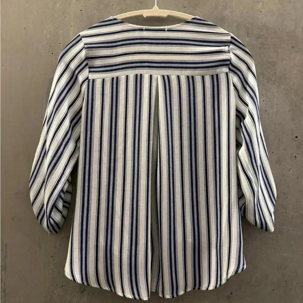Navy and white striped blouse - Picture 2 of 2